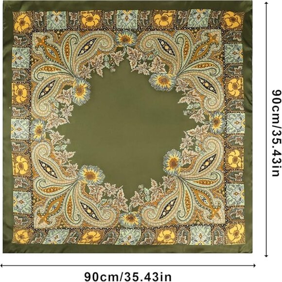 Satin Silk Green Scarf - Picture 2 of 4